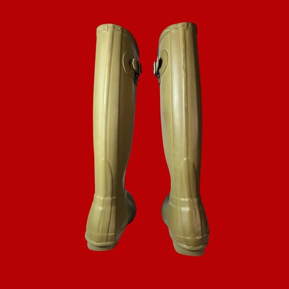 Hunter Original Tall Rain Boots Olive Green Matte Waterproof Wellington Womens 6
